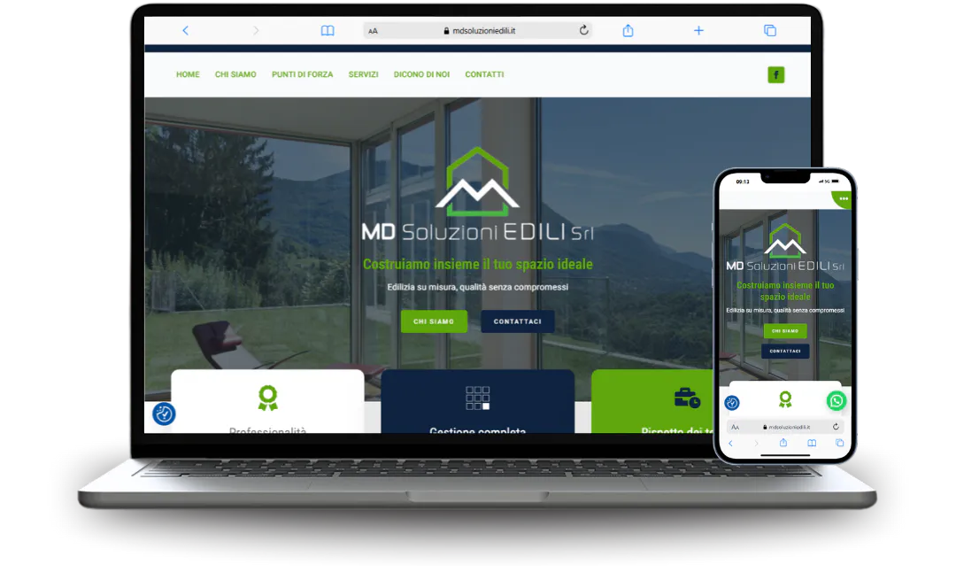 Mockup di sito web realizzato per un'azienda