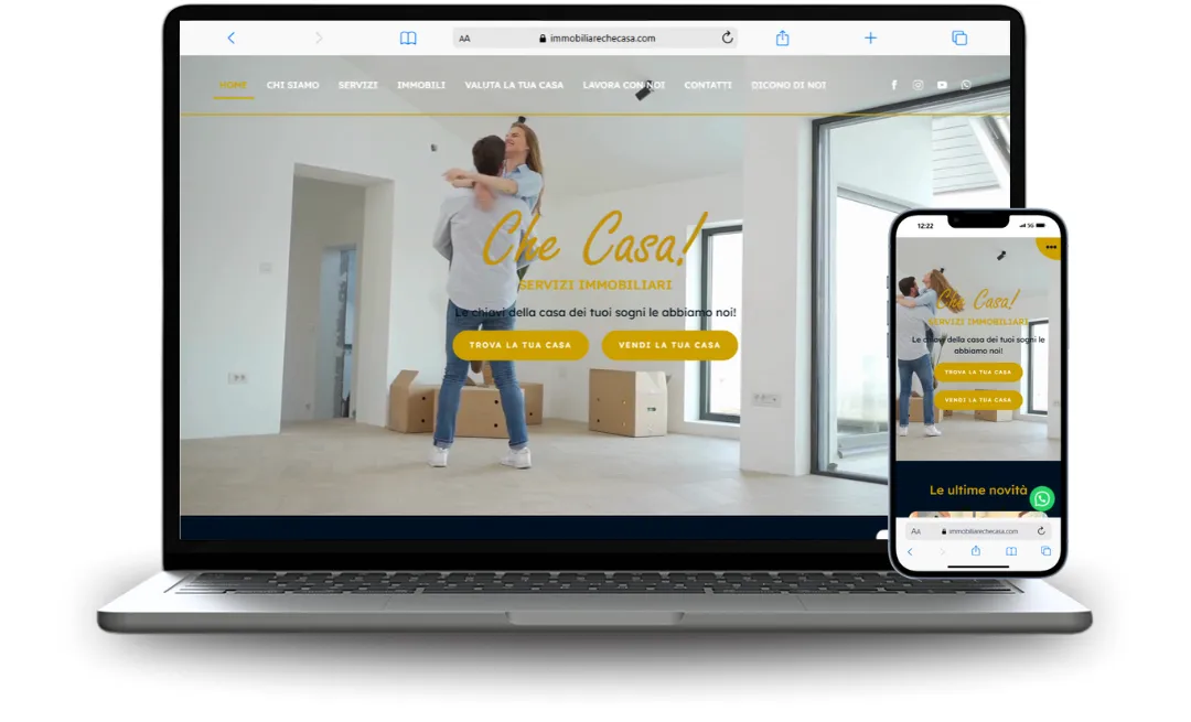Mockup di sito web realizzato per un'azienda