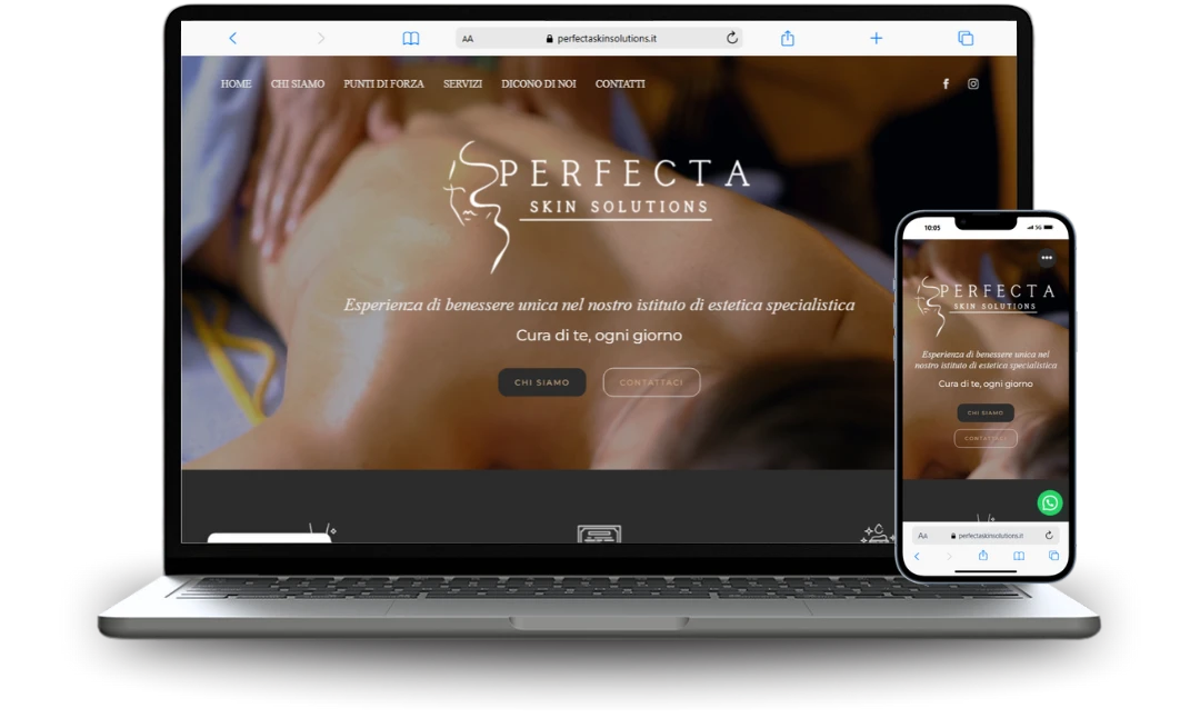 Mockup di sito web realizzato per un'azienda