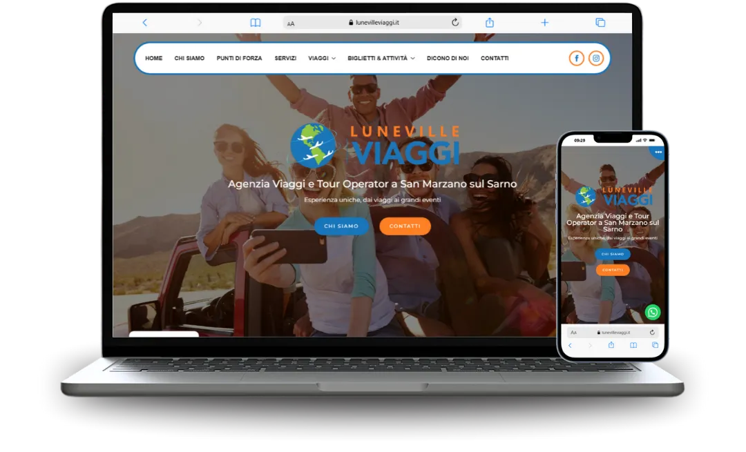 Mockup di sito web realizzato per un'azienda