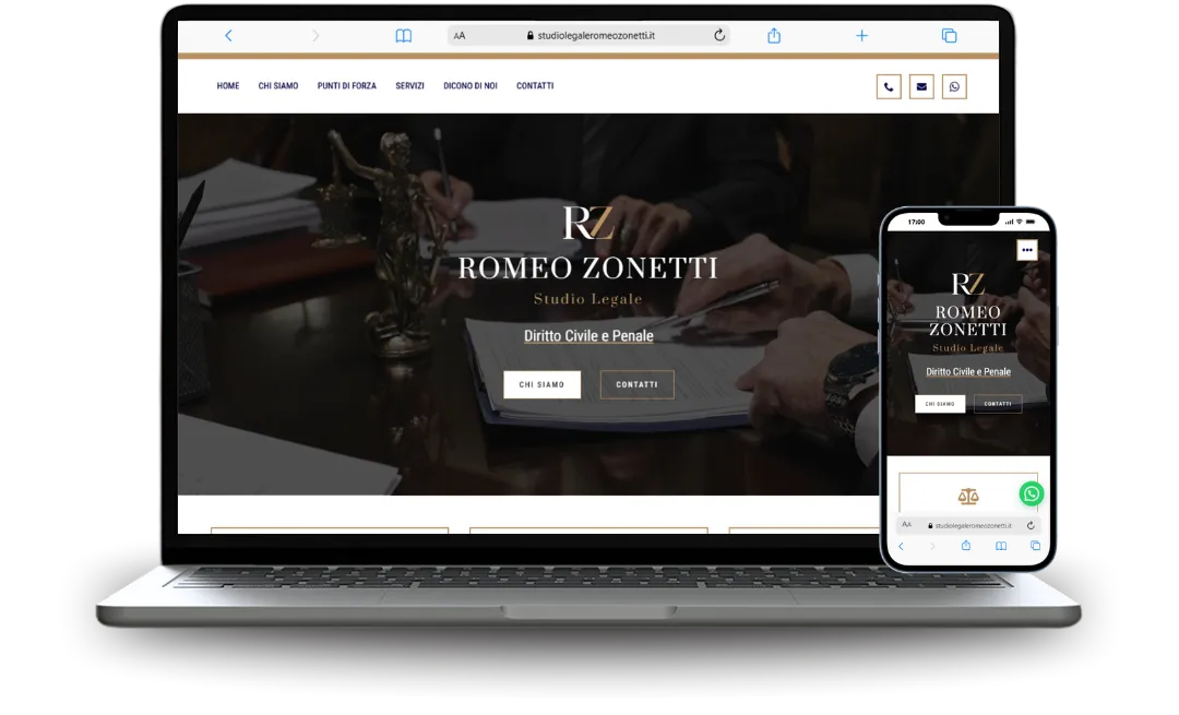 Mockup di sito web realizzato per un professionista