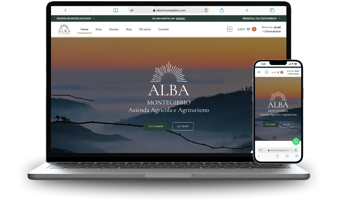 Mockup di sito web realizzato per un'azienda