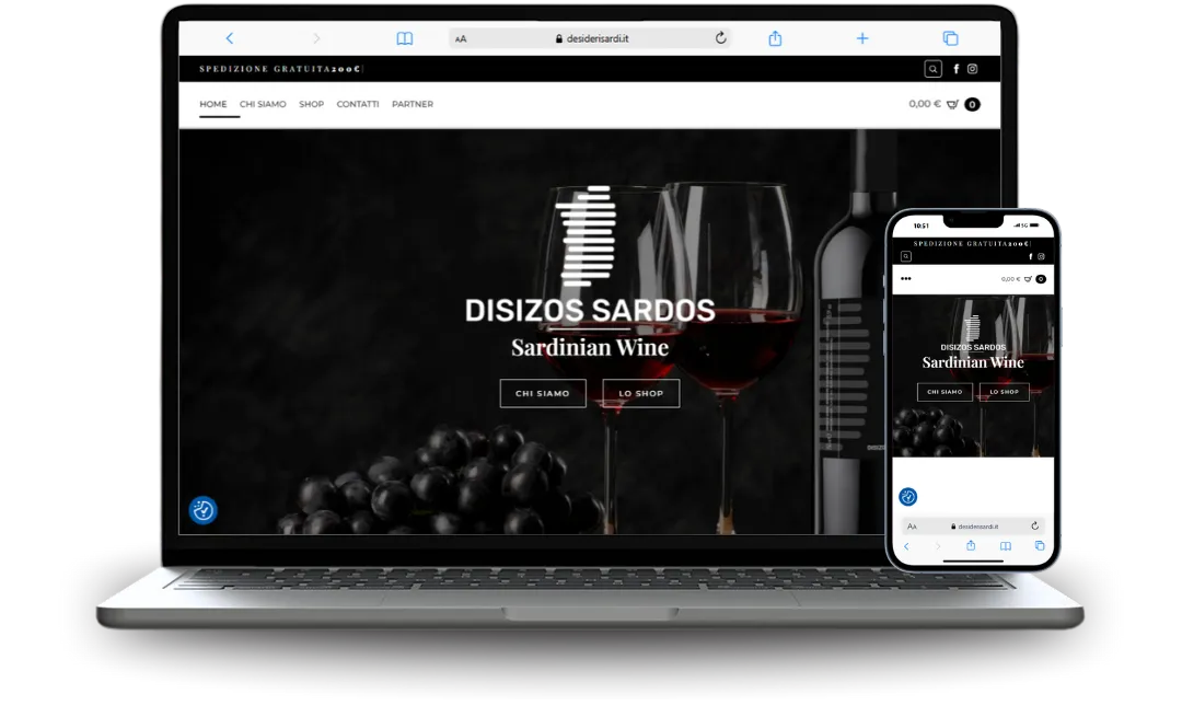 Mockup di sito web ecommerce realizzato per un'azienda