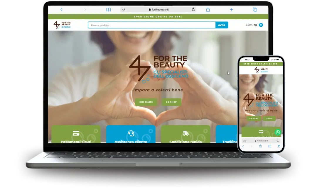 Mockup di sito web ecommerce realizzato per un'azienda