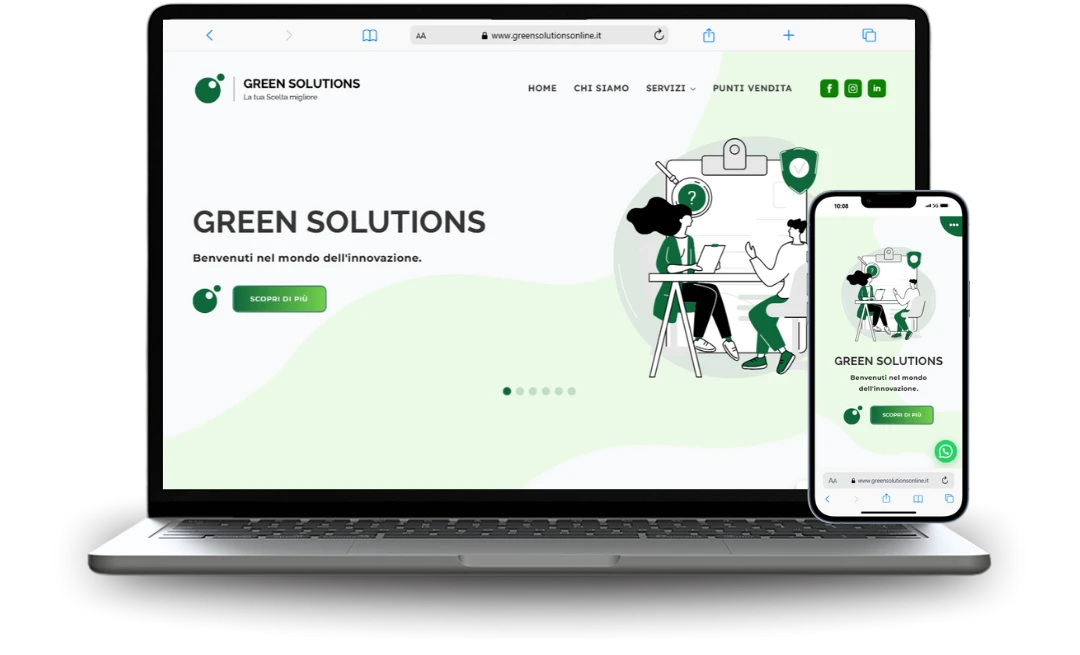 Mockup di sito web realizzato per un'azienda