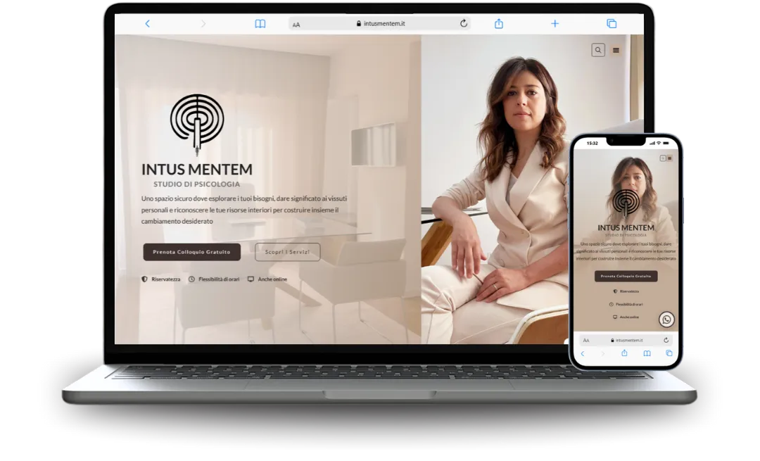 Mockup di sito web realizzato per un professionista