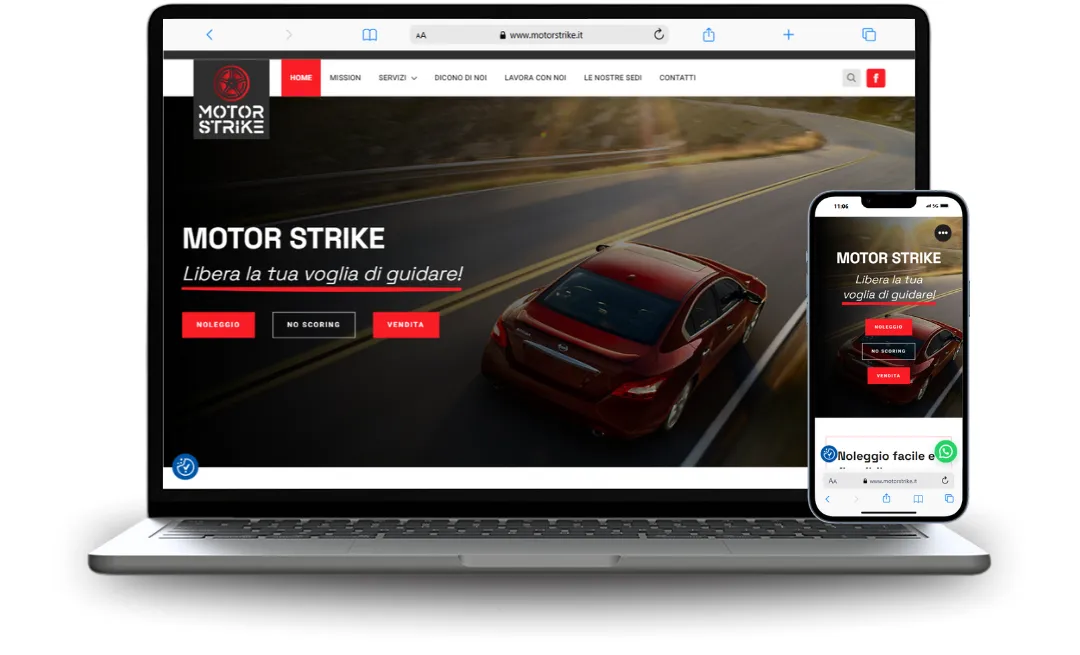 Mockup di sito web realizzato per un'azienda
