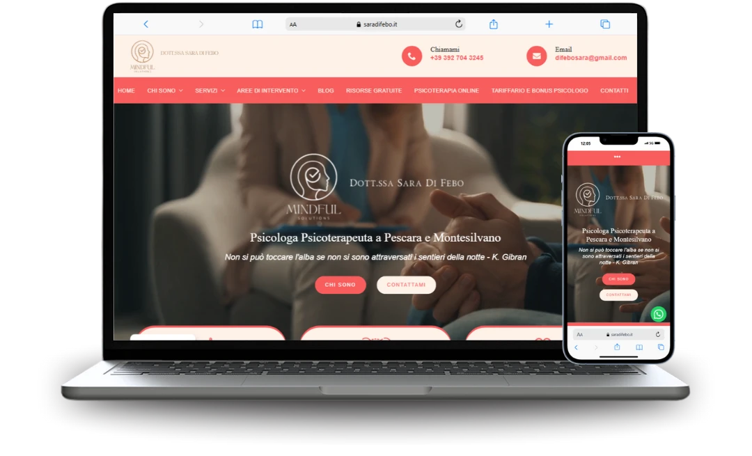 Mockup di sito web realizzato per un professionista
