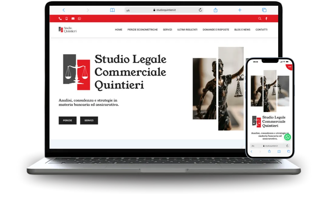 Mockup di sito web realizzato per un professionista