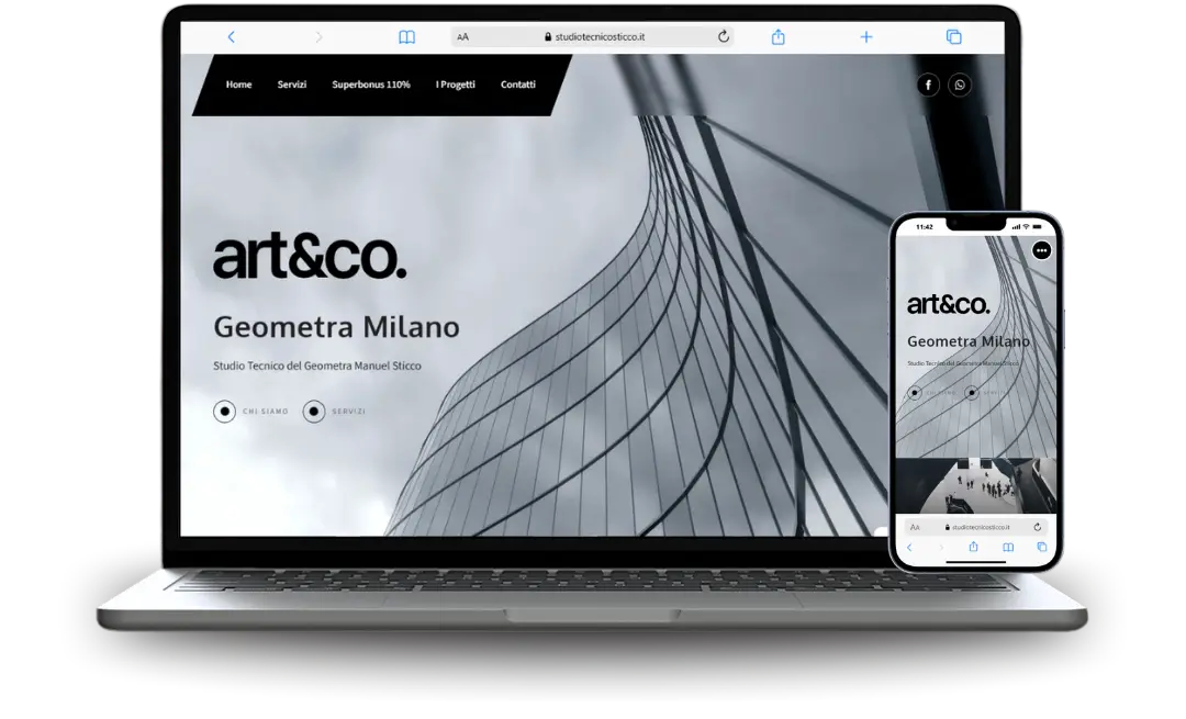 Mockup di sito web realizzato per un professionista