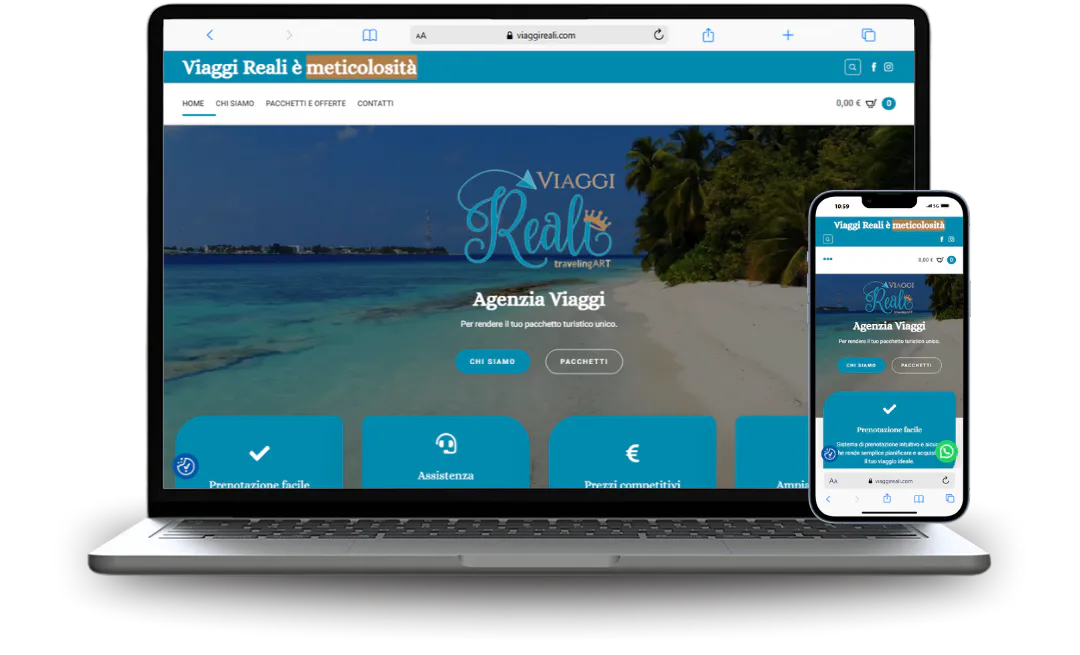 Mockup di sito web ecommerce realizzato per un'azienda